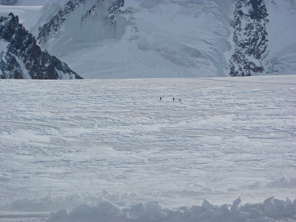 Three men on the glacier